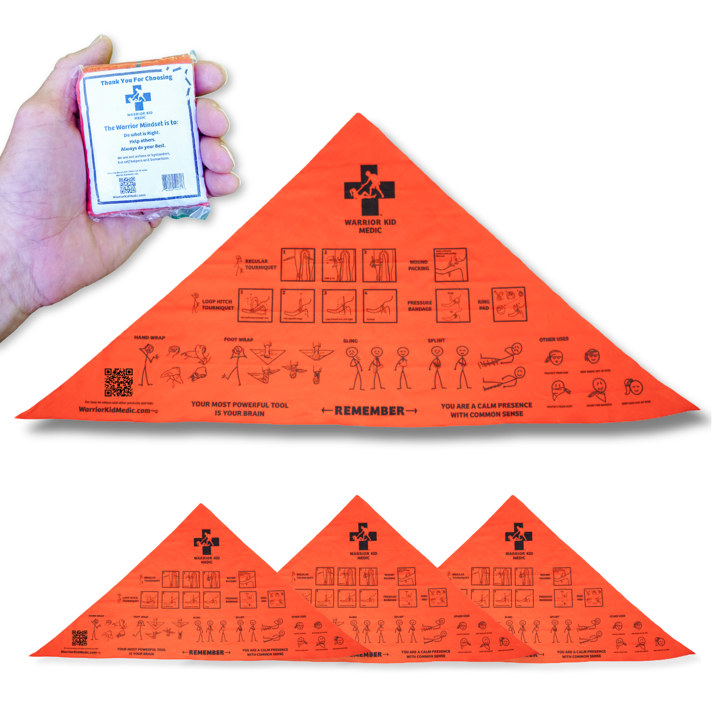 Warrior Kid Medic Multi-Tool – Multi-Use Triangular Bandage First Aid Bandage Emergency Care