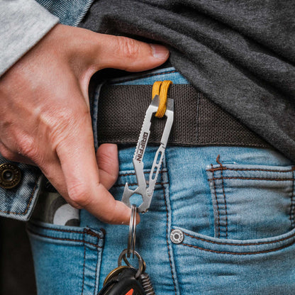 Person retrieving a Gerber multi-tool from their pocket