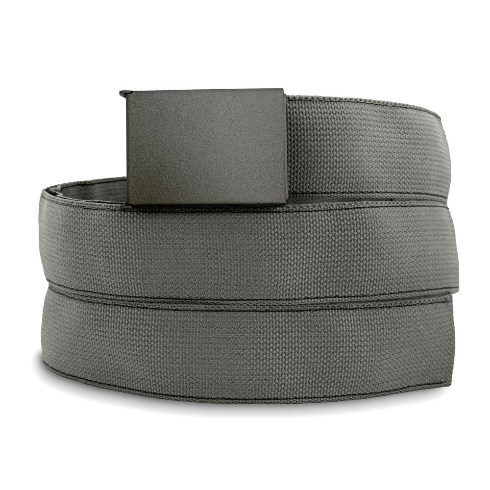 Gray belt with a buckle on a white background