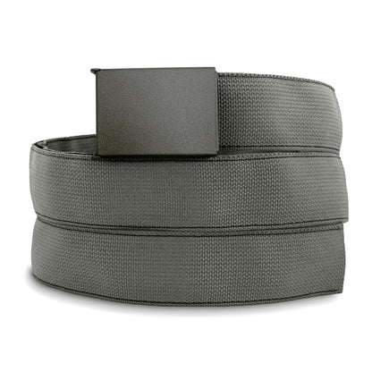 Gray belt with a buckle on a white background