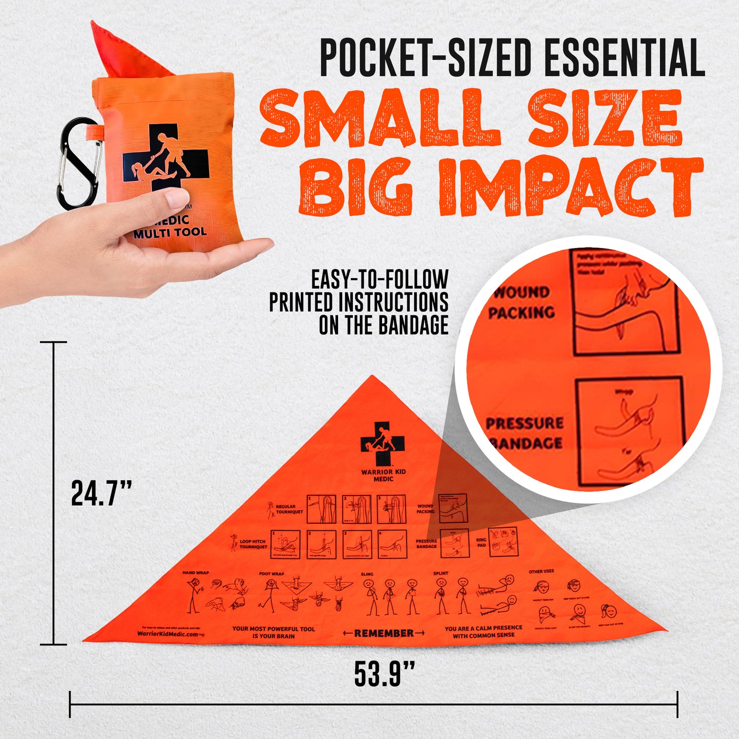 Medic Multi-Tool with Quick Draw Case 36.6" x 36.6" x 53.9" | First Aid Triangular Bandage