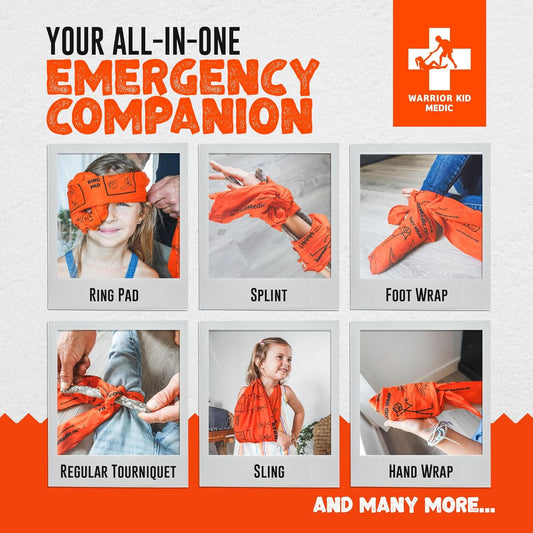 Versatile Triangular Bandage you can use in emergency. As a Ring Pad, Splint,  Foot Wrap, Tourniquet, Sling and Hand Wrap. 