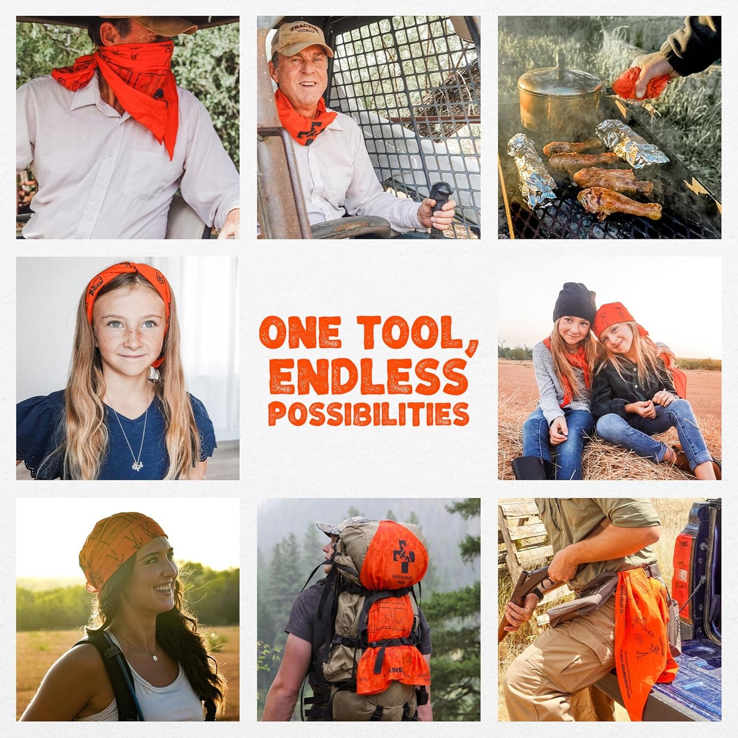 Versatile Triangular Bandage you can use for emergency, as a bandana, for hiking, camping, outdoor activities, car emergency kit and many more. 