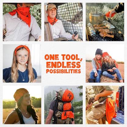 Versatile Triangular Bandage you can use for emergency, as a bandana, for hiking, camping, outdoor activities, car emergency kit and many more. 