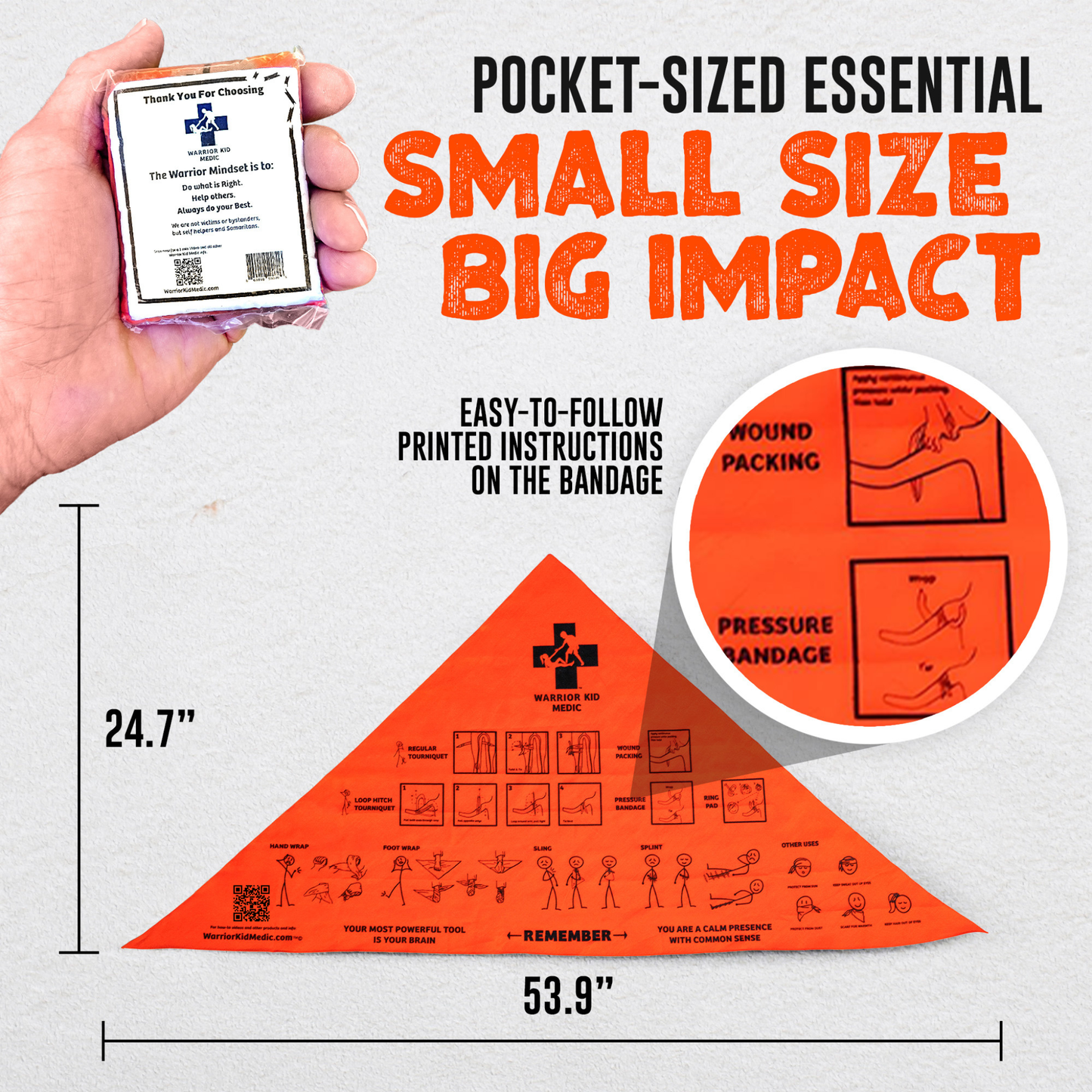 Compact Triangular Bandage. First Aid kit essentials 
