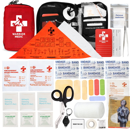 Warrior Kid Medic Compact First Aid Kit – Kid & Adult Friendly, Emergency Home, Travel & Outdoor Medical Supplies