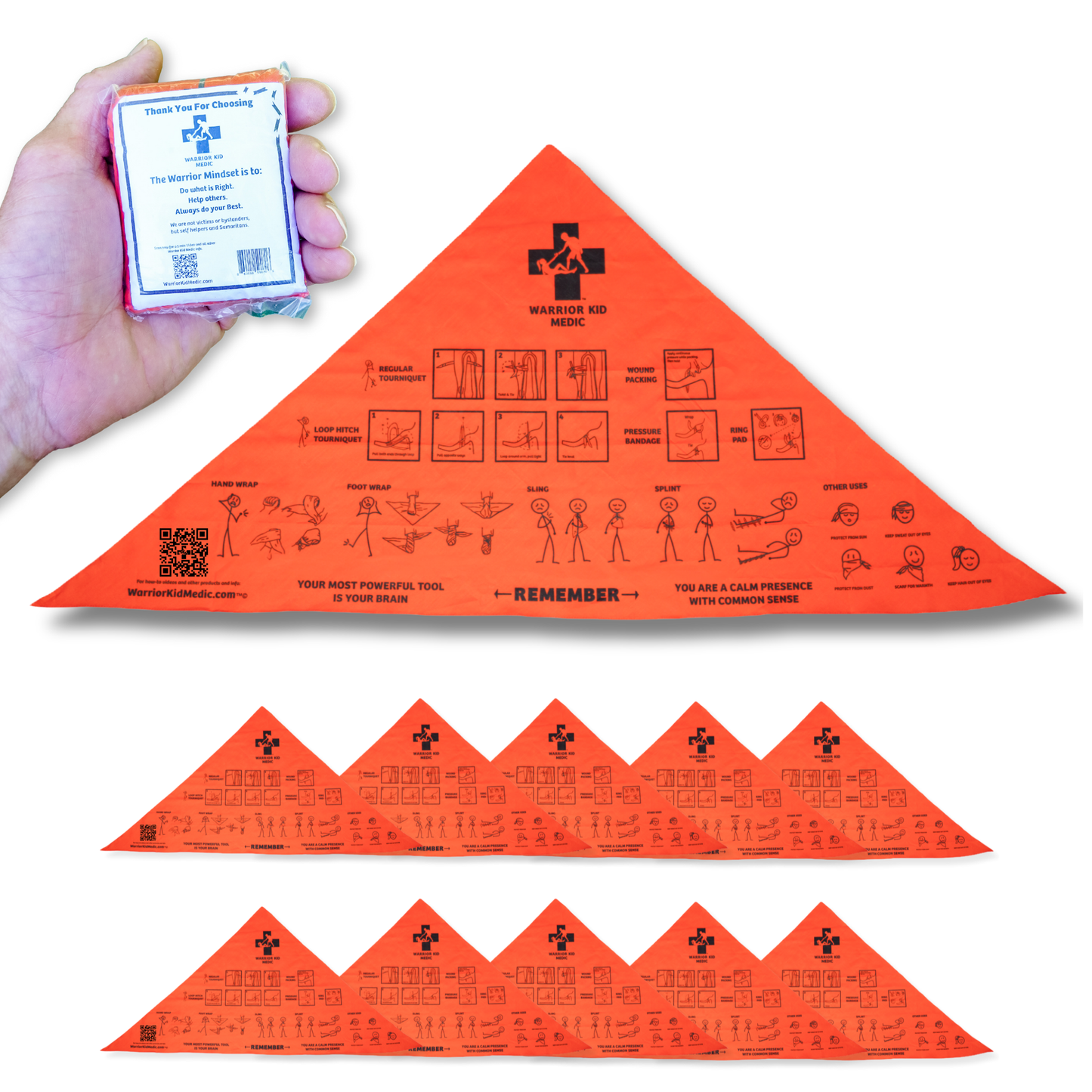 Warrior Kid Medic Multi-Tool – Multi-Use Triangular Bandage First Aid Bandage Emergency Care